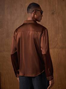 AKNOTIC Men's Deep Orange Versatile Comfortable Loose Fit Casual Shirt, Choice Cowboy 70s Flannel Shirt Brown Rodeo Shirt - Brown - View 7