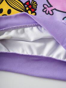 Mr Men Little Miss X SHEIN Tween Girl Casual Cute Cartoon & Letter Graphic Crew Neck Sweatshirt And Pants Set, Autumn - Multicolor - View 8