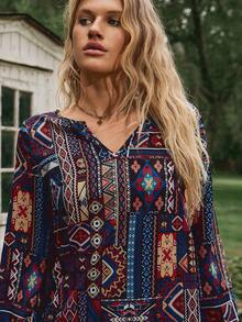 Freevana 女士复古印花长袖短裙