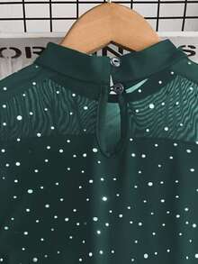 Sparklyn 女童优雅公主风黑色网纱连衣裙 - 墨綠色 - 查看 8