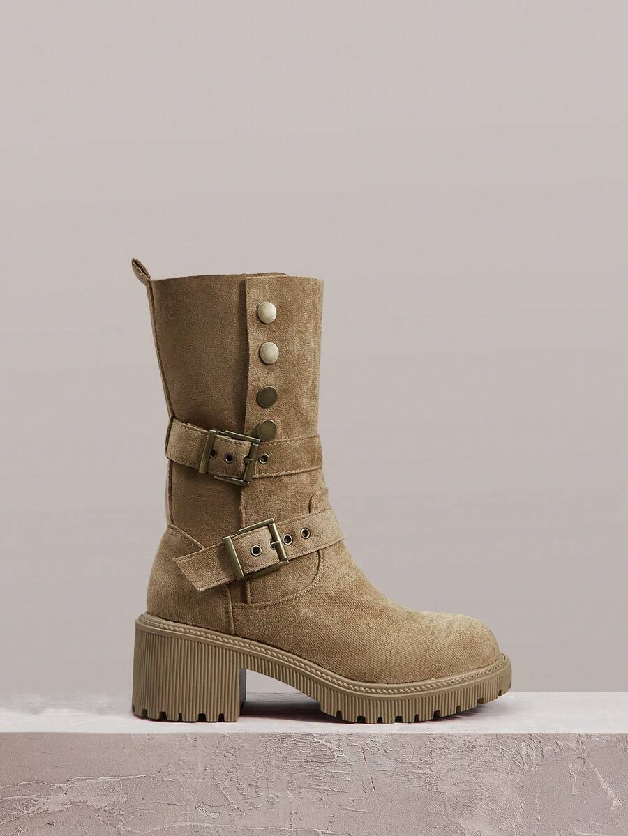 Styleloop 女士踝靴和短靴，适合度假、波西米亚风、复古美式、波西米亚风、西部风、音乐节、派对、圣诞节、万圣节 - 卡其色 - 查看 1