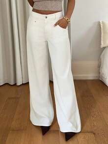 Siren Gaze 女士纯色休闲裤 - 白色 - 查看 7