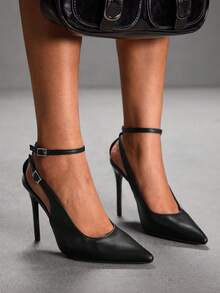 CUCCOO SZL Women's Pointed Toe Buckle Design Everyday Versatile Fashion High Heels For Christmas - Black - View 6