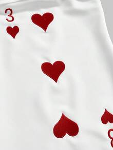 ROMWE 情人节扑克牌爱心刺绣抹胸迷你连衣裙 - 白色 - 查看 3