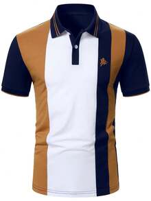 Manfinity Mode 男士撞色休闲短袖Polo衫 - 彩色 - 查看 4