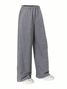 Mirajuku 1pc Teens' Casual Sports Design Drawstring Sweatpants, Versatile For Daily Commute, Spring/Autumn - Dark Grey - View 3