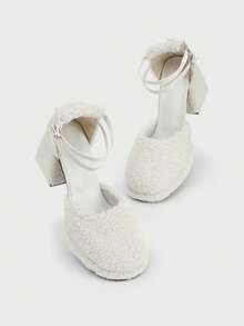 Sugerpunk 女士时尚百搭防水厚底高跟鞋 - 白色 - 查看 2