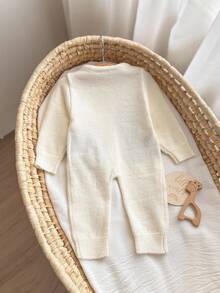 SHEIN Newborn Baby Girl Cute Cartoon Pattern Long Sleeve Sweater Romper, Autumn/Winter - Multicolor - View 2
