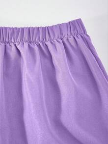 Sparklyn Bộ áo thun cổ tròn in hình ngôi sao dành cho bé gái tuổi teen và quần ống rộng màu xanh ô liu thời trang - Màu tím - Xem 4
