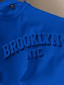 Manfinity Joysei Standard Fit Men's Navy Blue Short Sleeve T-Shirt - Royal Blue - View 2