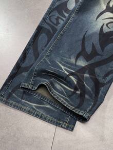 ROMWE MEN Distressed Print Men's Casual Jeans - Blue - View 4