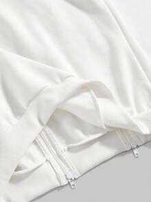 ROMWE Avant Y3K Avant-Garde Sweatshirt With Silver Numeric & English Graphic Print, For Women - White - View 14