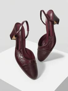 MOTF WOMEN'S EUROPEAN AND AMERICAN NEW COMFORTABLE AND SIMPLE SPLICING WITH HIGH HEELS - Burgundy - View 9