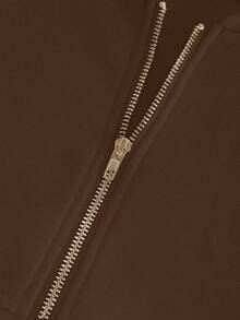 GlowEve CURVE Women's Knitted Gold Zipper Decor Hooded Sweatshirt Dress, French Casual Everyday Commute Fashion French Elegant Street Vintage Versatile Holiday Business Cream Beige/Ivory Long Sleeve Dress, Autumn/Winter - Brown - View 8