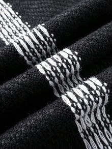 ROMWE MEN 男士条纹圆领长袖套头毛衣 - 黑色 - 查看 5