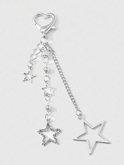 Kawaii 1 Stück Schlüsselanhänger mit Stern-Anhänger, verziert mit Strass und Perlen, einfach und stilvoll als Geschenk für Frauen