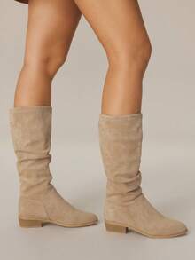 Styleloop 休闲时尚百搭日常简约粗跟女式踝靴，适合万圣节、圣诞节、秋季装扮、牛仔装、核心、棕色靴子 - 駝色 - 查看 5