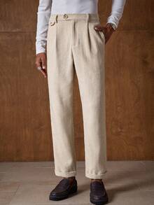 AKNOTIC 男士休闲百搭裤，商务正装裤 - 杏色 - 查看 5