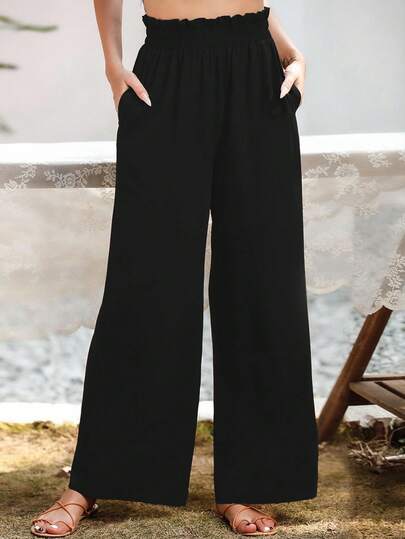 Slant Pocket Wide Leg Pants Fall Cloth For Women