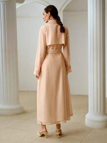 ZEYLAH Lightweight Semi-Sheer Long Windbreaker Jacket, Spring/Summer - Baby Pink - View 6