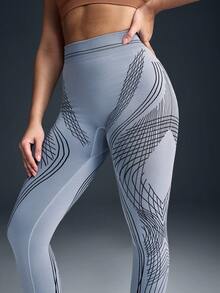 Powerista Quần legging thể thao thường ngày liền mạch thoáng khí cạp cao Colorblock - Màu Xám nhạt - Xem 7