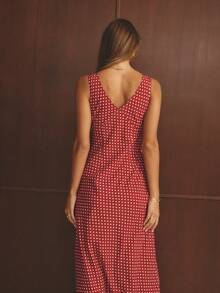 Aralina Women's Casual Chic Elegant Polka Dot Red Maxi Dress Perfect For Christmas Party Outfits And New Years Party Outfits Event Season Dressing And Party Season Dressing - Red - View 2