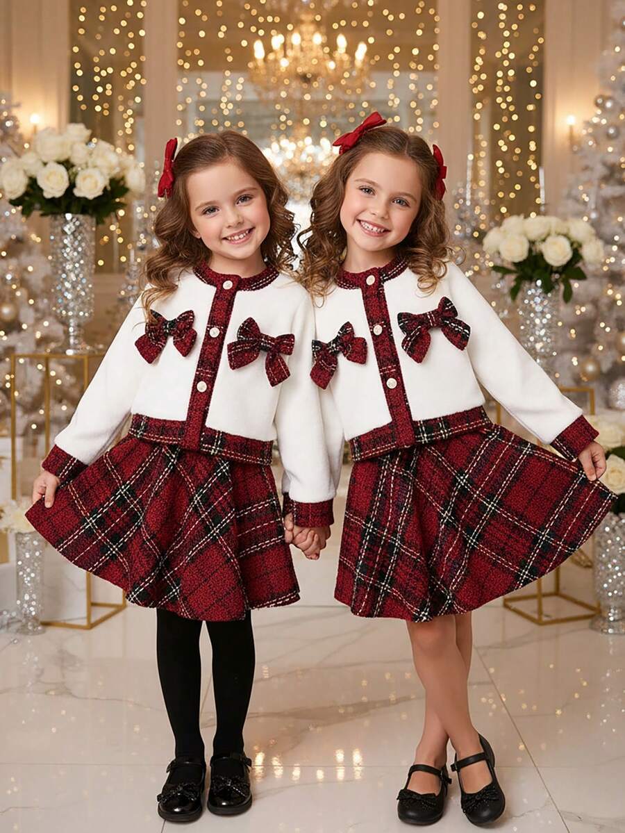 SHEIN Autumn/Winter New Fashionable Casual Everyday Versatile Butterfly Cute Girls Outfit - Multicolor - View 1