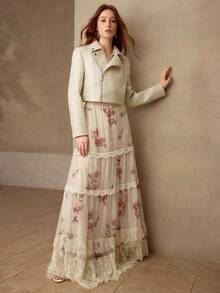 MOTF PREMIUM WOMEN'S SHORT BIKER JACKET, SPRING/SUMMER - Apricot - View 5