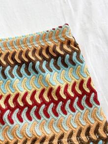 Soleia 新款休闲度假西部海滩婚礼宾客礼服，毕业早午餐，圣帕特里克节，春假，复活节，音乐节，优雅波西米亚热带风情毛绒棕色针织不对称露肩花卉露背两件套女装 - 彩色 - 查看 7