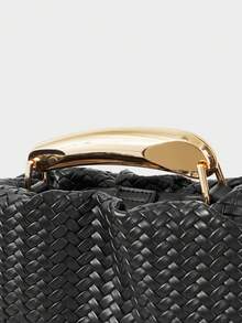 MOTF PREMIUM PU LEATHER BEADED TOP HANDLE BAG - Black braid - View 4