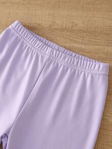 一套女童休闲卡通印花圆领长袖上衣和裤子，针织弹力加厚保暖内衬柔软舒适睡衣 - 彩色 - 查看 6