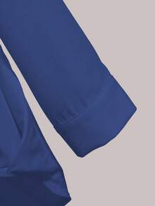 Franclia Áo cánh xếp ly tay 3/4 thanh lịch thường ngày dành cho nữ - Màu xanh lam - Xem 5