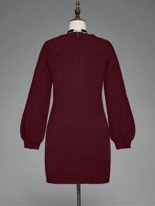 ROMWE Gothic Snake Embroidery Pullover Sweater Dress For Women - Purple - View 6