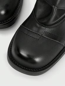 Sugerpunk 女士时尚百搭通勤粗跟踝靴 - 黑色 - 查看 4