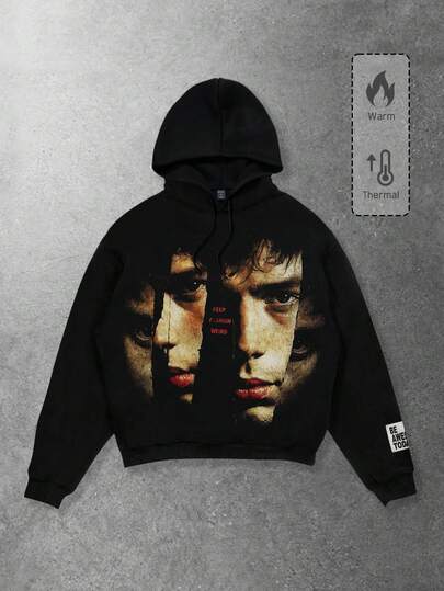 Felpa con cappuccio unisex casual con stampa grafica, felpa coordinata per coppie per primavera, autunno e inverno