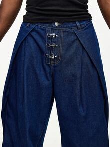 ROMWE MEN Street Life Casual Loose Straight-Leg Men's Jeans - Blue - View 1