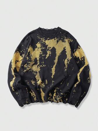 Casual Loose Fit Long Sleeve Pullover Sweater For Men