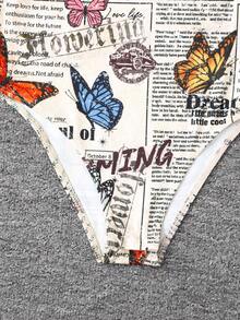 SHEIN Tween Girl Casual Everyday Newspaper Print Long Sleeve Jumpsuit - Apricot - View 4