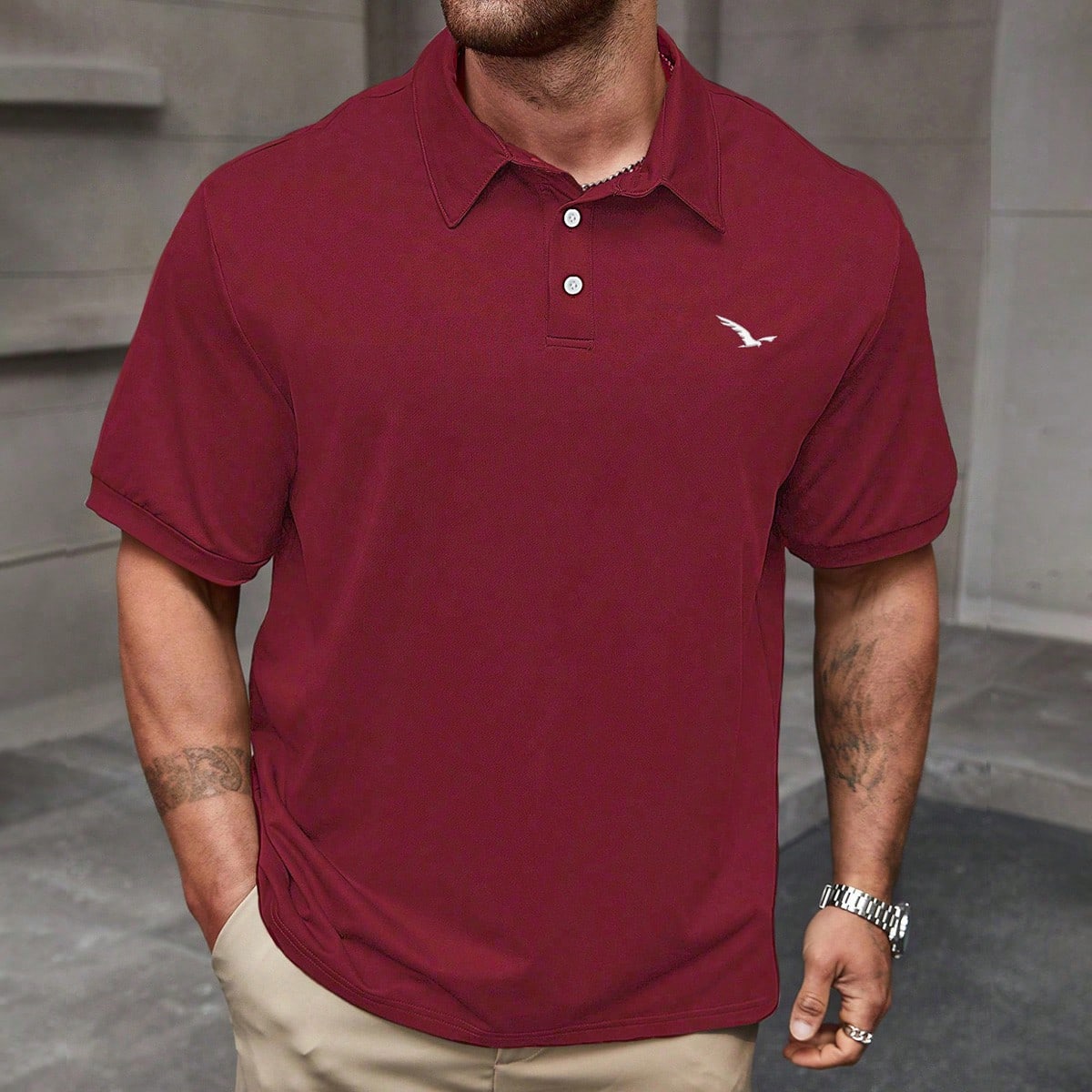 Camisa polo de manga corta casual de un solo botón de talla grande para hombres, verano