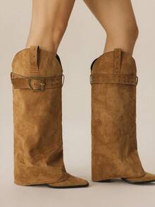 Styleloop 女士休闲百搭中筒靴 - 棕色 - 查看 1