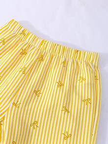 Sparklyn Tween Girl Striped Bow Ruffle Hem Sleeveless Top And Elastic Waist Pants Casual 2-Piece Outfit