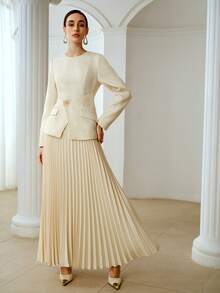 ZEYLAH 春夏两用长袖连衣裙 - 米色 - 查看 5