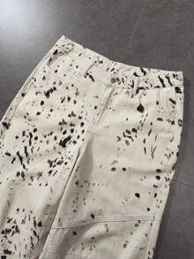 ROMWE MEN Quần jean ống rộng dáng rộng, thường ngày có túi họa tiết cho nam - trắng - Xem 5