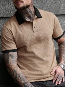 Manfinity CasualCool Polo a maniche corte casual da uomo con bordi a contrasto, estiva