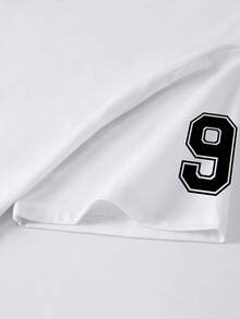 INAWLY Women's Summer Number Print V-Neck Short Sleeve Casual T-Shirt Graphic Tees Women Tops