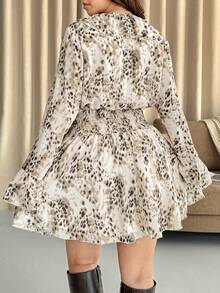 Vionelle Váy voan họa tiết da báo Pháp lãng mạn cỡ lớn, Xuân/Thu - Nhiều màu - Xem 2