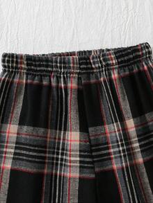 Tween BoyBrown Solid Comfortable Plaid 2 Pieces Pajama Set (Long Pants & Long Sleeve) Boys Plaid Pajama Sets - Navy Blue - View 4