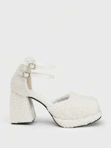 Sugerpunk 女士时尚百搭防水厚底高跟鞋 - 白色 - 查看 1