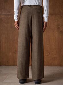 AKNOTIC Quần tây nam hai hàng cúc có túi, đa năng cho trang phục hàng ngày, quần tây nam cạp cao, quần tây vải lanh kiểu miền Tây, quần tây công sở, quần tây màu nâu, quần vest nam, thương hiệu Treaty Oak Revival. - màu nâu - Xem 6