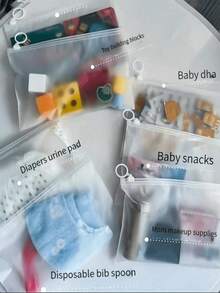 Frosted Organizer Bags With Zipper - Keep Items Tidy For Underwear, Makeup, Stationery (1/5/10/15/20 Packs) - Clear - View 3